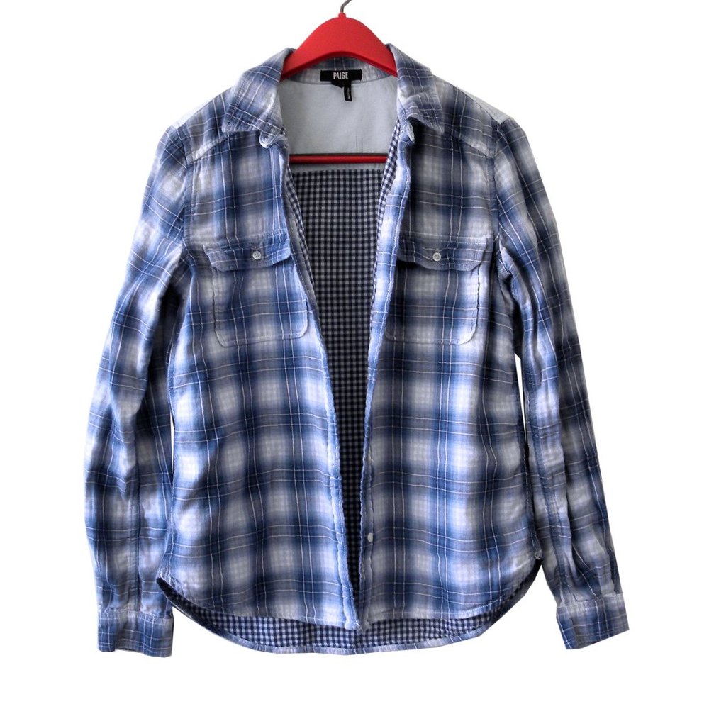 PAIGE Cotton Flannel Plaid Button Down Shirt S